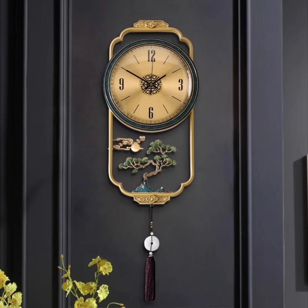 Orologio da parete per albero in stile antico Ristorante Movimento d'arte orientale Lancette Orologi Immagini di arte della parete Pendolo Decorazione Reloj De Pared