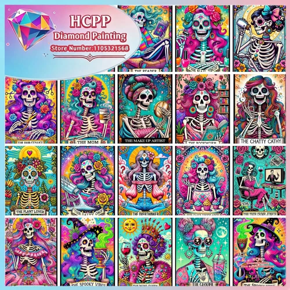 Adult Skull Women Fashion Tarot Diamond Painting Kit Square Round Diamond 5D DIY Mosaic Handmade Art Exquisite Gift Home Decor