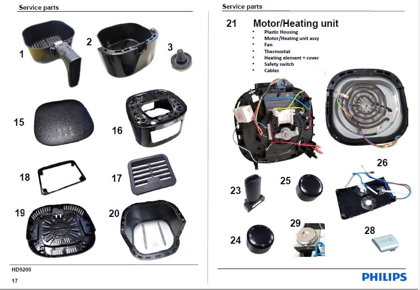 Suitable for fryer Philips Air HD9200 9252 9255 oil tray, filter fried basket, handpiece distribution, slider, accessories