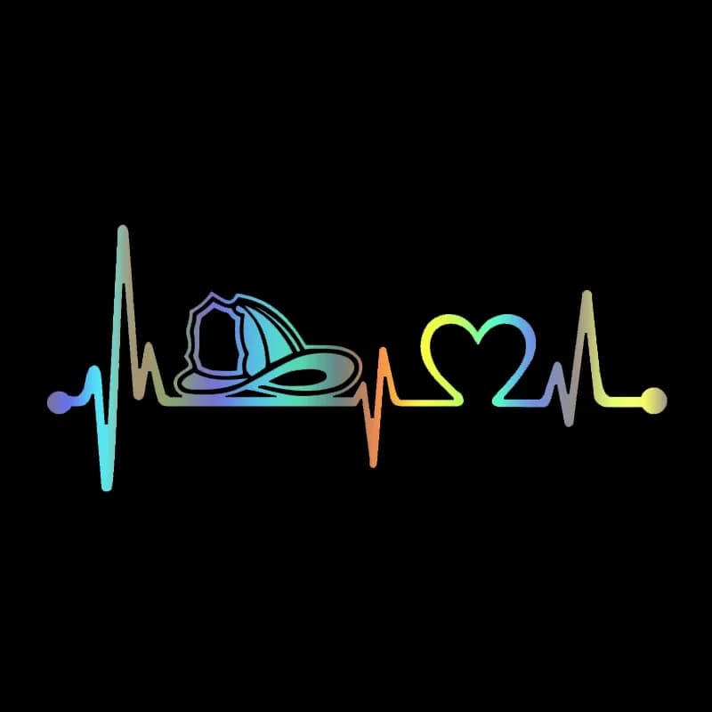 Car Stickers Fireman Helmet Heart Rated Rescue Line Decorative Motorcycle Accessories Waterproof Solar Protection Vinyl Decalcomania, 13 cm * 11 cm