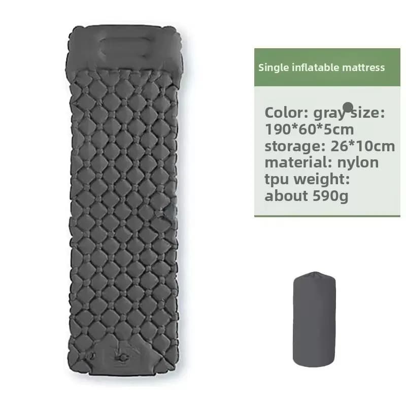 Durable Nylon Comfortable Inflatable Sleeping Pad with Built In Inflation Pump and Pillow for Outdoor Camping Backpacking