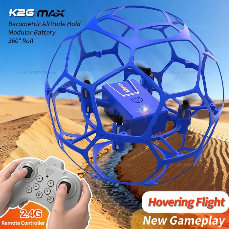 Drone a forma di pallone da calcio per bambini, quadricottero telecomandato, design a forma di pallacanestro, drone RC adatto ai principianti per ragazzi, per giocare all'aperto
