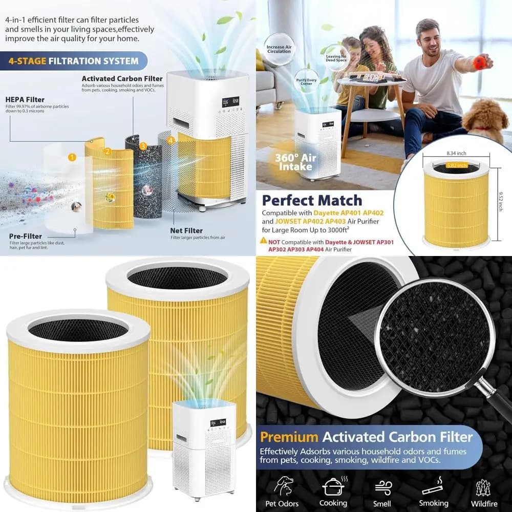 Filtri purificatori d'aria AP401 e AP402 adatti agli animali domestici, adatti ai modelli Dayette e JOWSET, ideali per stanze grandi fino a 3000 piedi quadrati