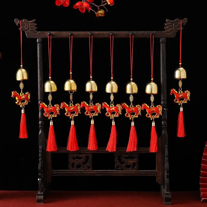 2026 Year Of Horse Wind Chime Pendant Long Rope Ornaments For Door Car Home Decor Lucky Charm Hanging Decoration