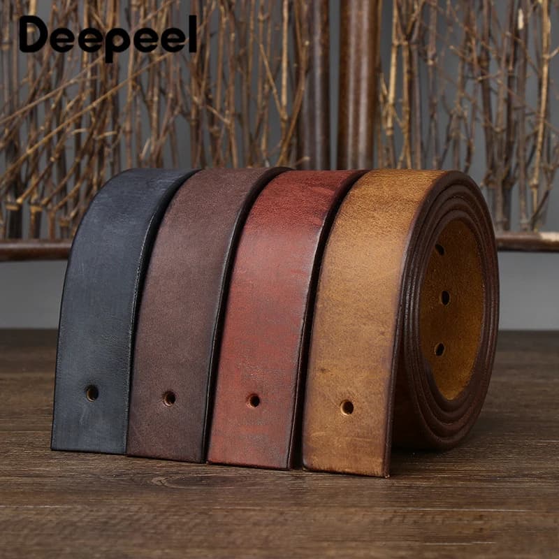 100-125 centimetri Primo Strato di Pelle Bovina Pura Cintura da Uomo Senza Testa Spille Fibbia Cinture Striscia di Cuoio Genuino Ispessimento Vintage Cintura da Uomo