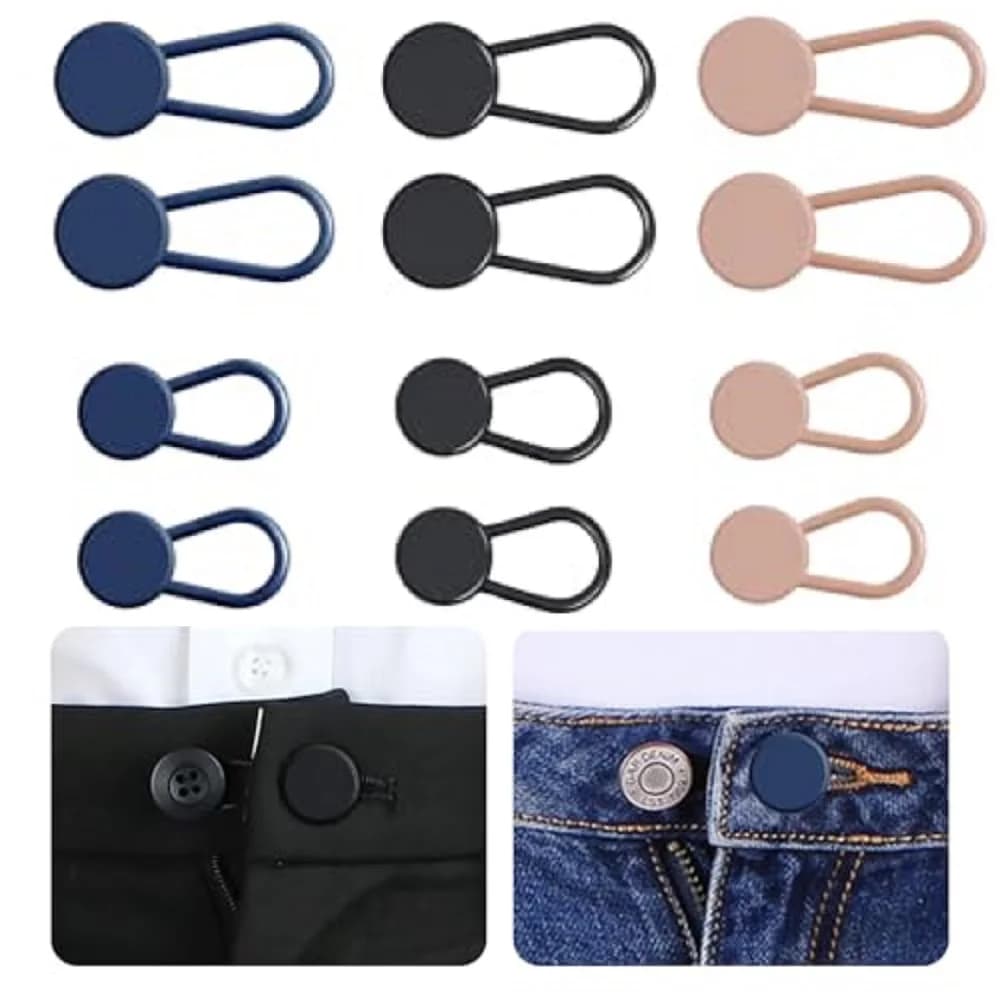 4/12PCS Flexible Waist Extenders for Jeans Pants Adjustable Pants Button Expanders Unisex No-Sew Instant Pant Waist Extenders
