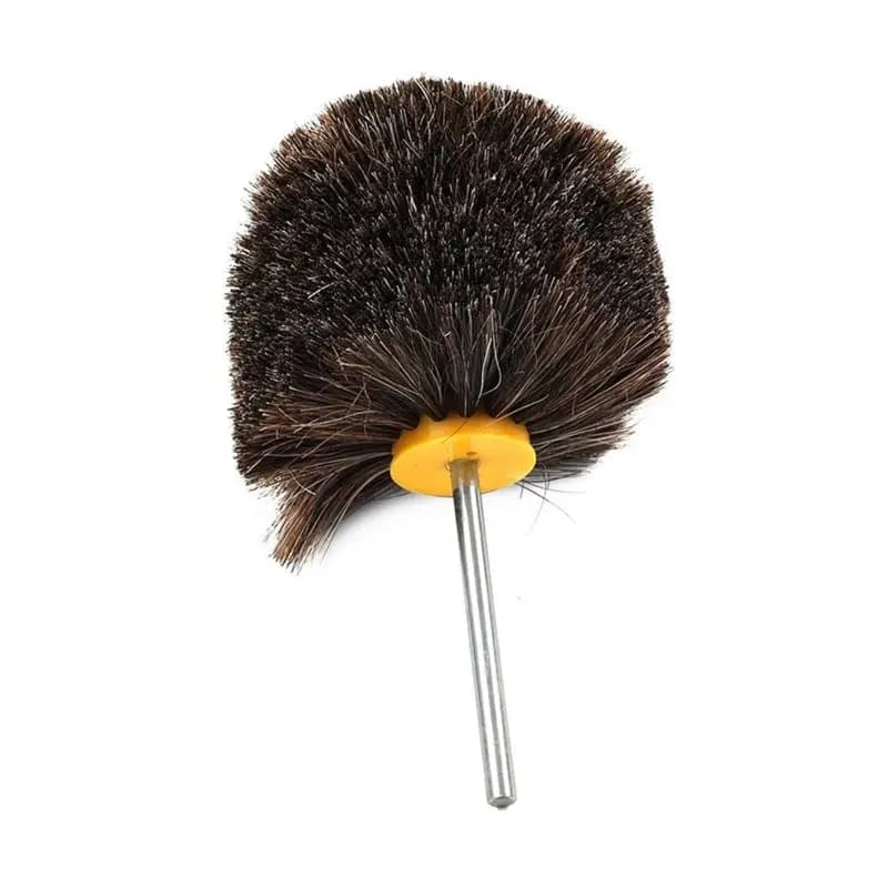 ABYN-Soft Bristle Brush Attachment For Boots For Drill Shoe& Leather Buffer Bacar 4" Horsehair Polishing Wheel Brush