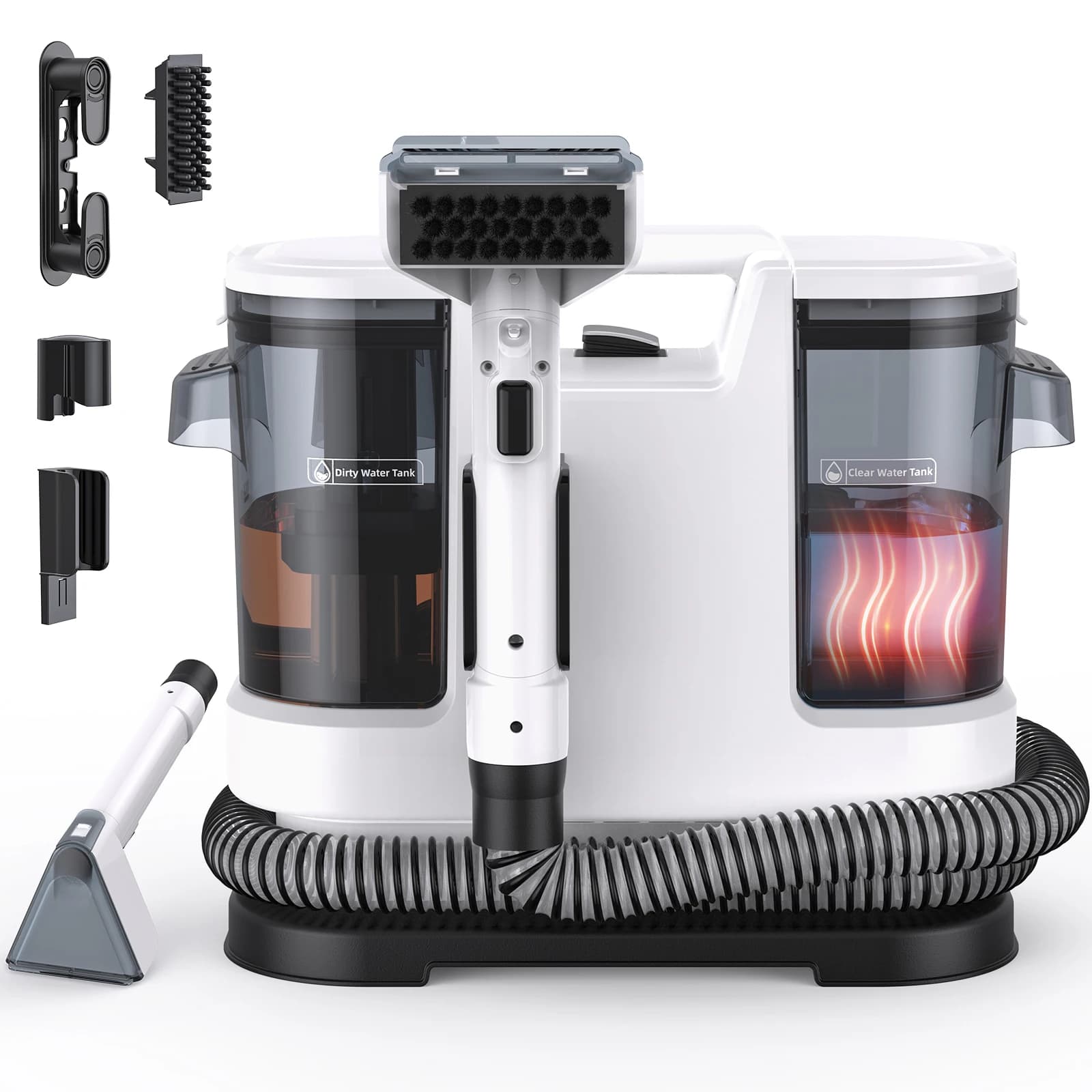 Lubluelu V8 Multi-Purpose Portable Carpet & Upholstery Spot Cleaner Machine, 15KPa Suction, Hot Steam Upgrade, with Heating Function to 60 Degrees, 800W, Dual Water Tank&6m Working Radius, for Rugs, Pets, Car Seats, Sofa and Couch