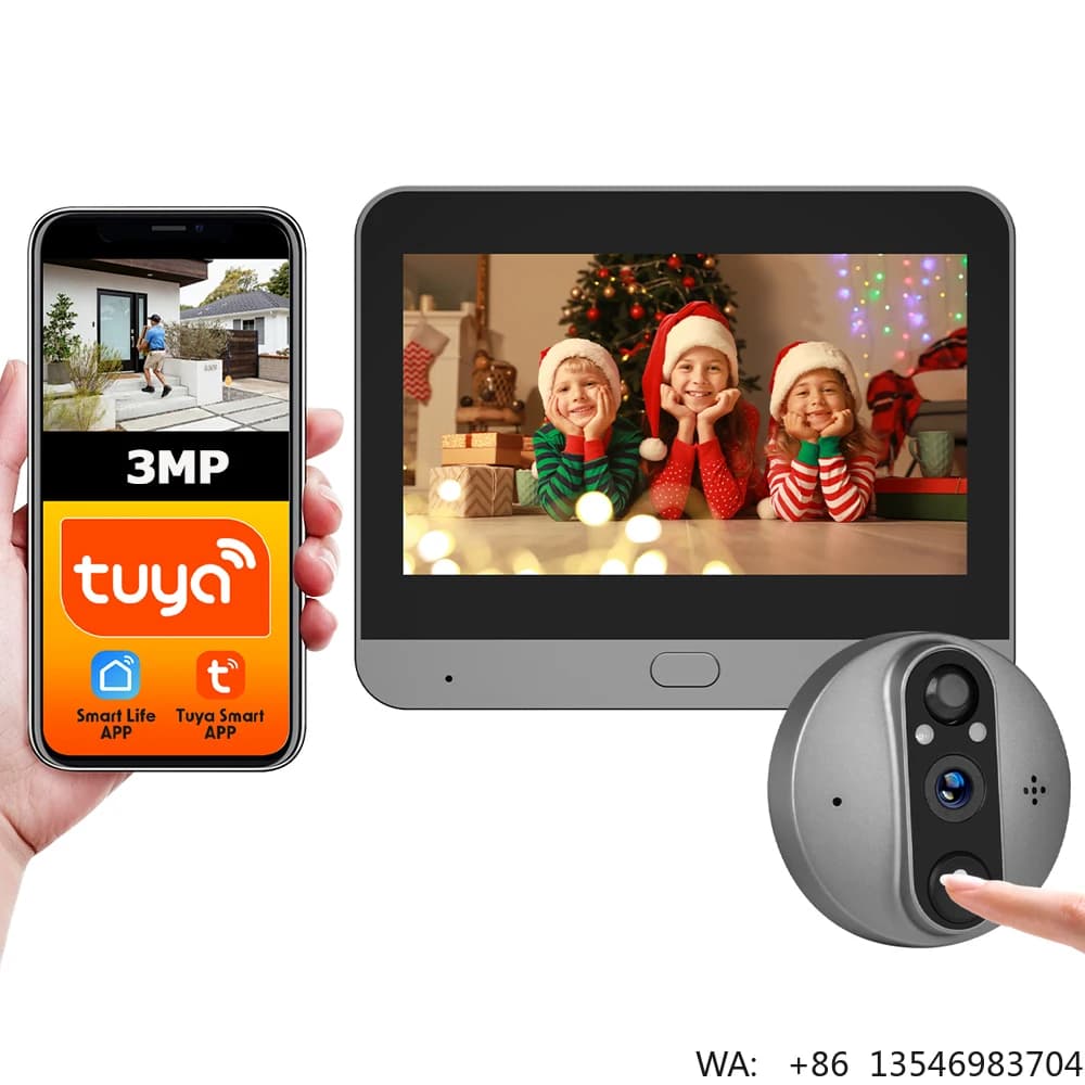 Videocitofono Intelligente Tuya con Display LCD da 4,3 Pollici e Telecamera Spioncino con Visione Notturna per Sicurezza Domestica