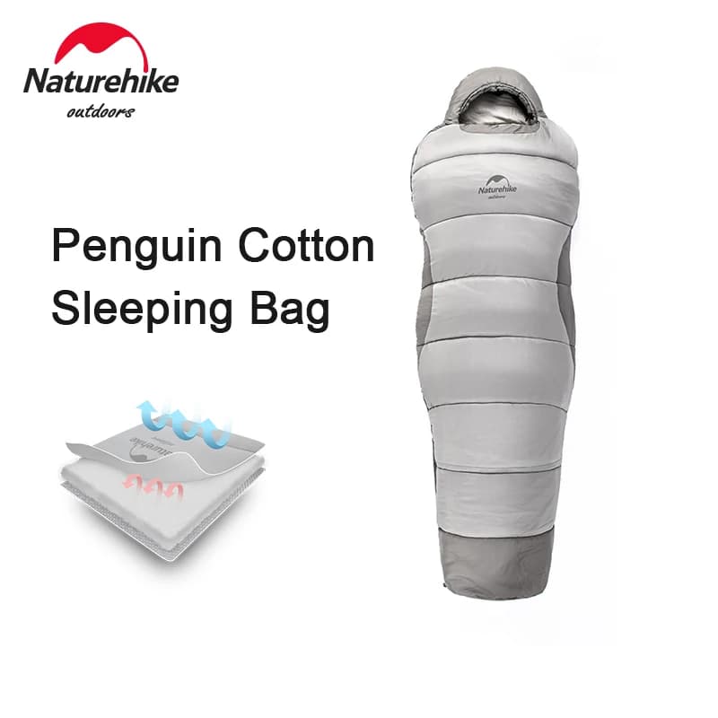 Naturehike Penguin Sacco a pelo da campeggio portatile in cotone ultraleggero per adulti, ispessito, caldo per l'inverno, morbido e lavabile