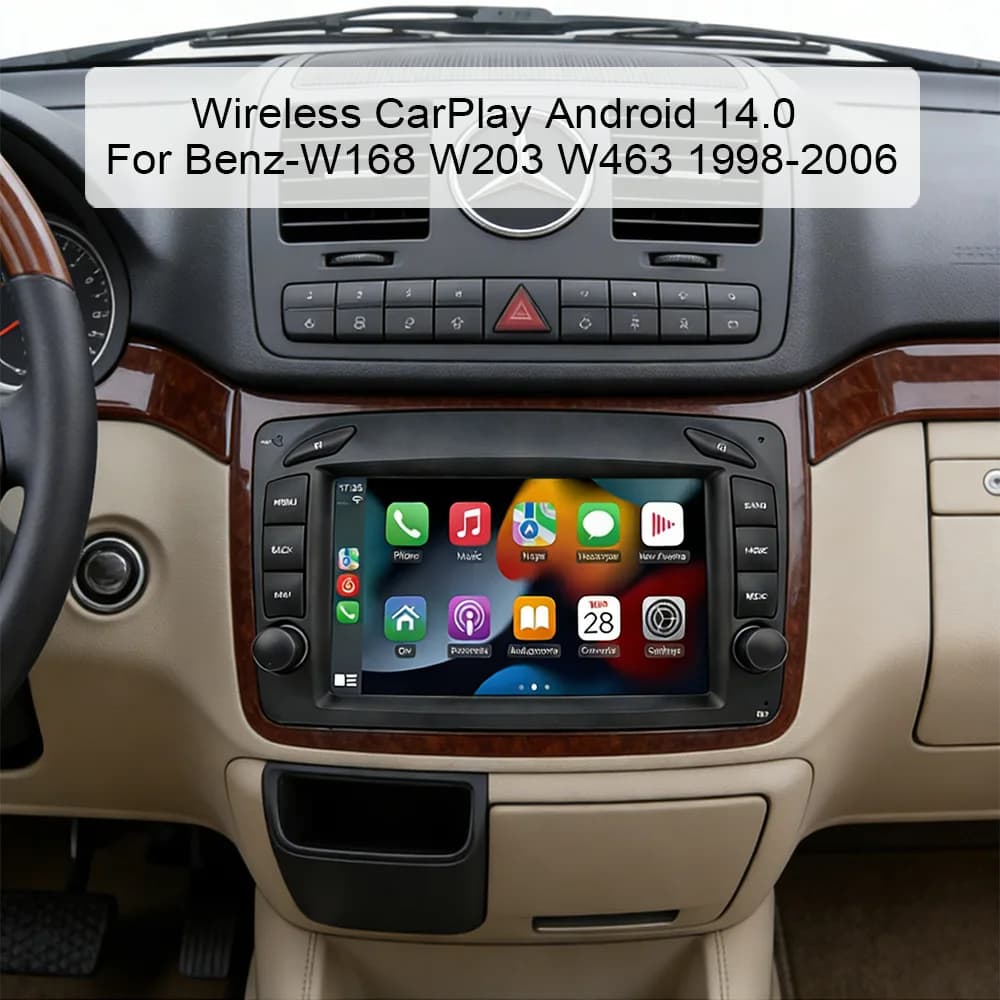 IPS car radio For Benz W209 W168 W203 W463 1998-2006 support wireless CarPlay Android Auto WiFi and Bluetooth multimedia player