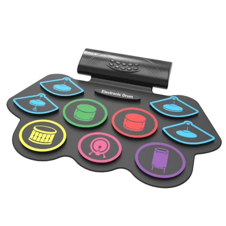 Set di batteria elettronica portatile a 9 pad con app Bluetooth MIDI in nero, ideale per principianti