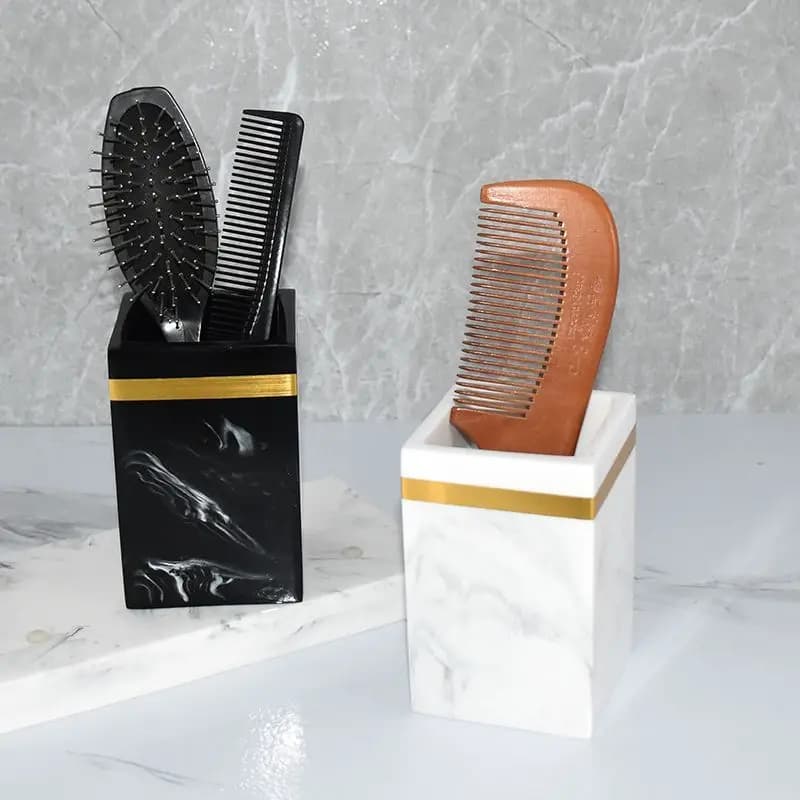 1 pezzo, tazza portaoggetti per spazzolino in resina, ornamenti per toeletta, barattolo portaoggetti per pettine, tazza portaoggetti per pennelli per trucco, accessori per il bagno