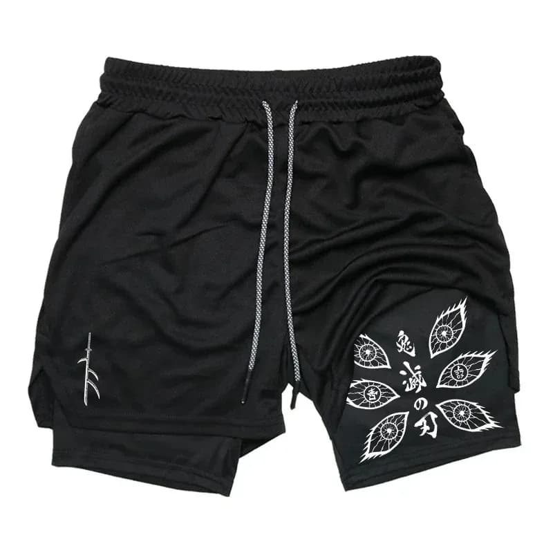 Double Running Shorts for Men, Summer, for Gym, Cycling, Hiking, Harajuku Style, 2-in-1, Quick Drying with Phone Pocket and Towel Pass
