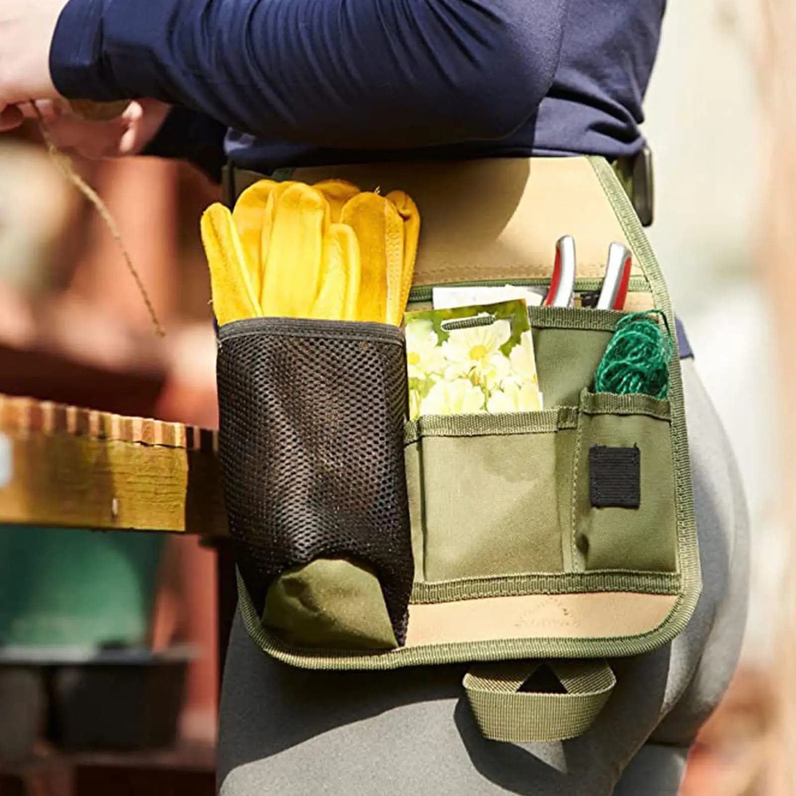 Borsa Porta Attrezzi da Giardino con Cintura Regolabile, Pratica Cintura Utensile Facile da Usare per Carpentieri e Operai Edili