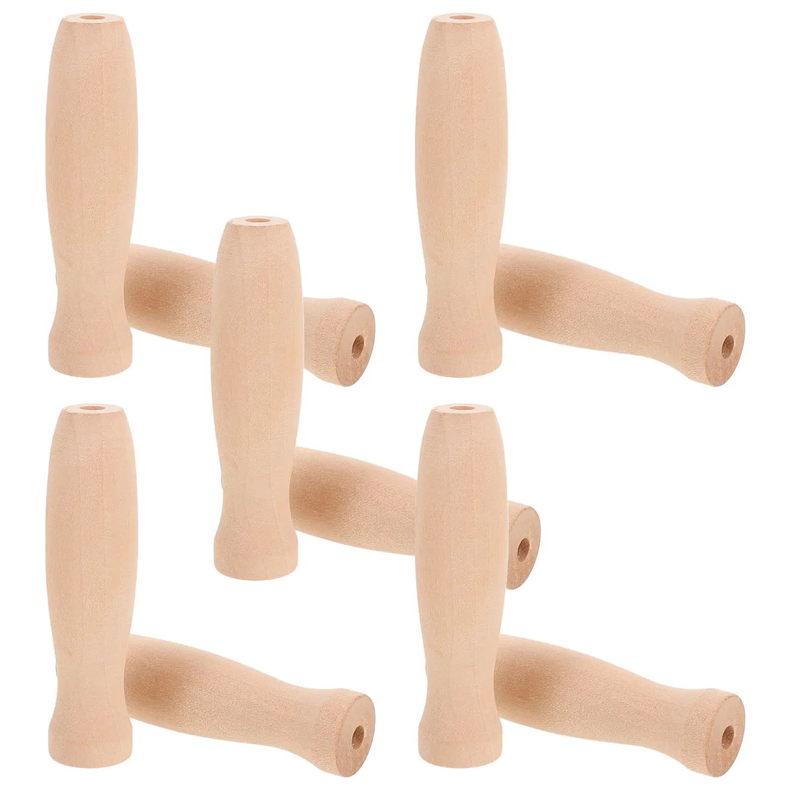 10 Pezzi Manici di Ricambio in Legno per Utensili da Cucina, Impugnatura Ergonomica Resistente al Calore, Parti di Ricambio Universali per Spatole, Padelle e Zappe da Giardino