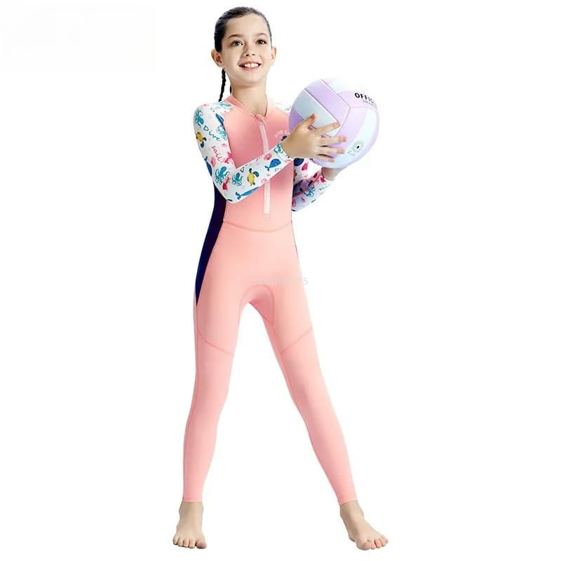 Muta da sub per ragazze Cerniera frontale Surf Snorkeling Costume da bagno Maniche lunghe Protezione solare Rash Guards Abbigliamento da surf per apnea