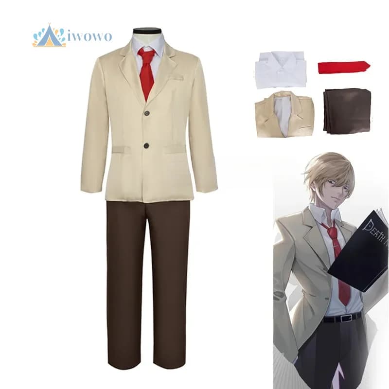Anime Yagami Light Cosplay Costumes Outfit Coat Pants T-shirt Halloween Christmas Uniform Women Men Size