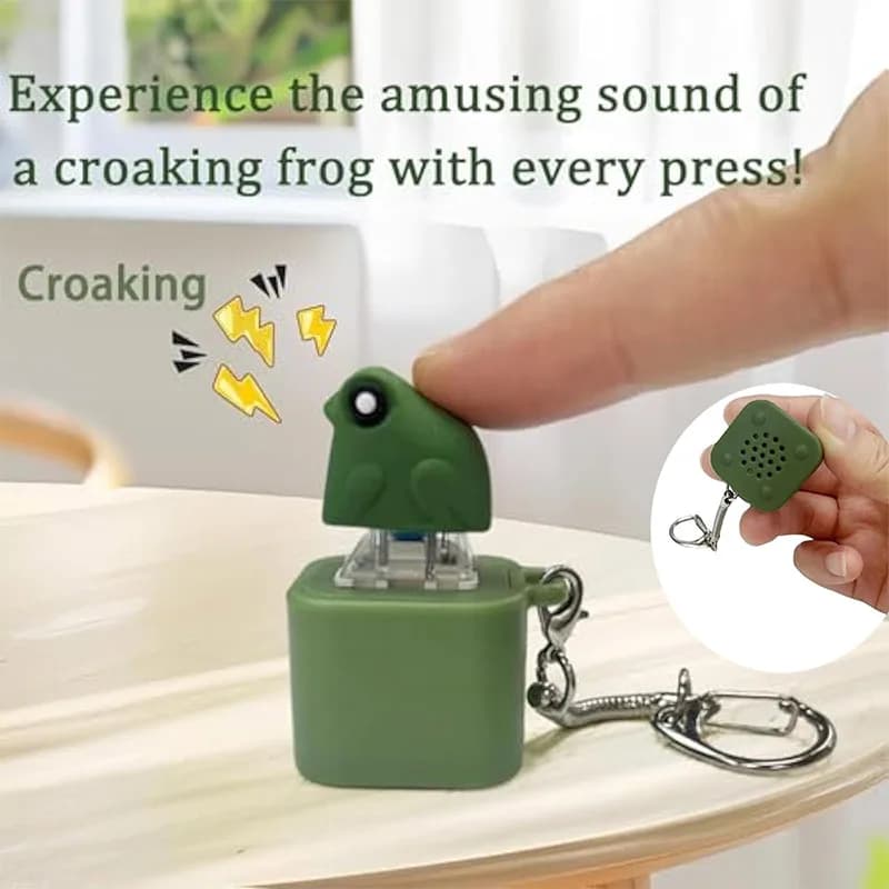 Funny Frog Keyboard Clicker Keychain Rechargeable Toy with Sound LED Light Stress Relief Fidget Toy for Office Desk Anti Anxiety