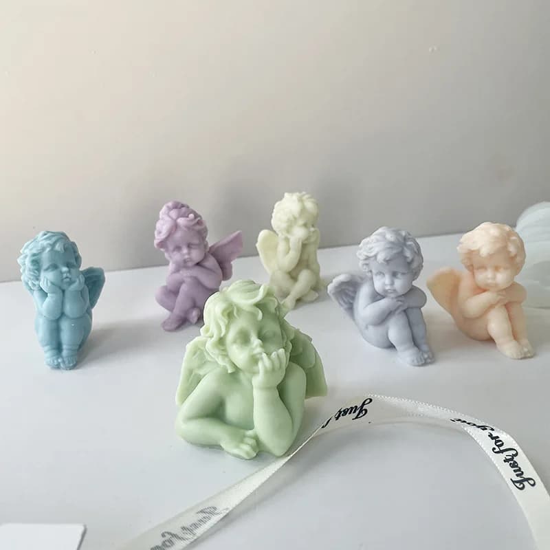 Stampo in Silicone a Forma di Angelo per Candele, Sapone, Aromaterapia, Cera, Argilla Polimerica, Gesso, Cioccolato e Torte