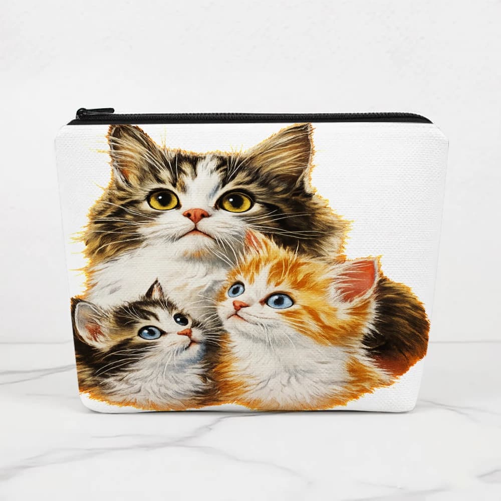 Borse per il trucco con stampa di simpatici gatti per ragazze, pochette per cosmetici, borsa da toilette, astuccio per matite, custodia da viaggio