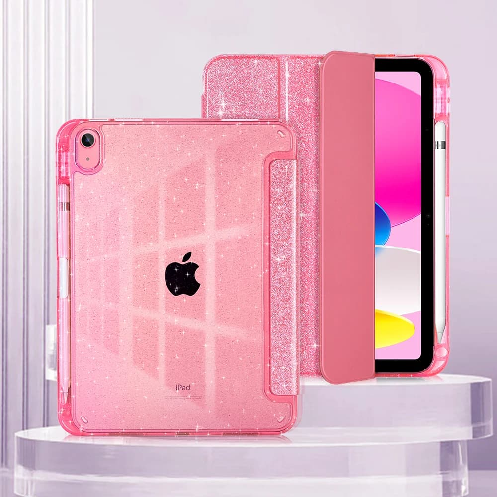 Glitter Tablet Case For iPad A16 2025 Case With Pencil Holder Funda for iPad Air 11 M3 M2 Air 5 Pro 11 M4 M5 2025 Smart Cover