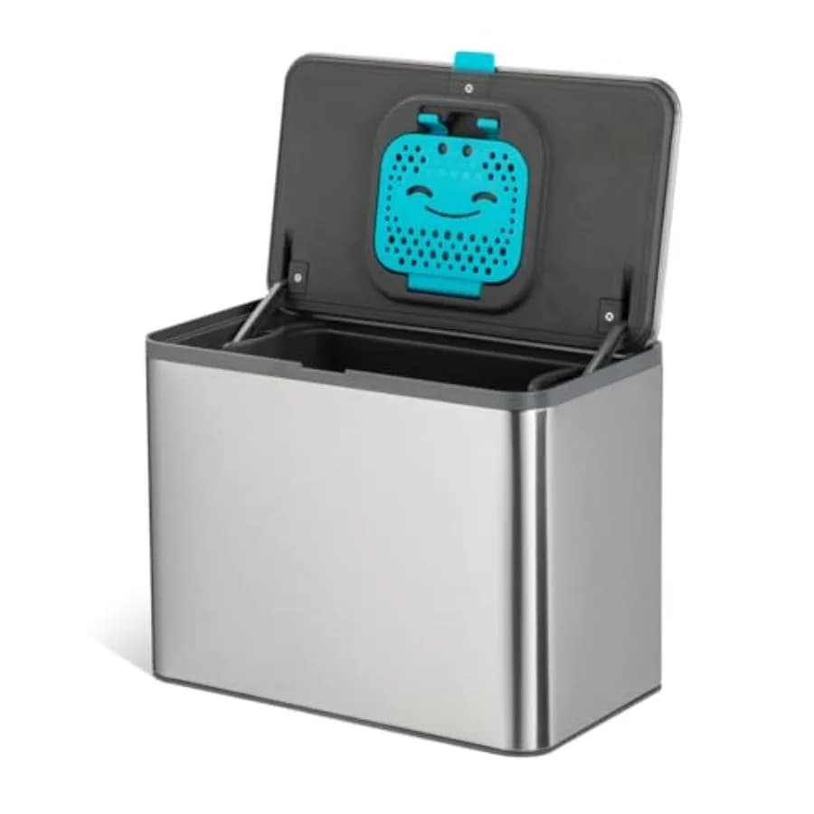 Kitchen Compost Bin with CleanAura Stainless Steel Small and Compact Design Includes Placement Attachments 5 Liter Capacity Sil
