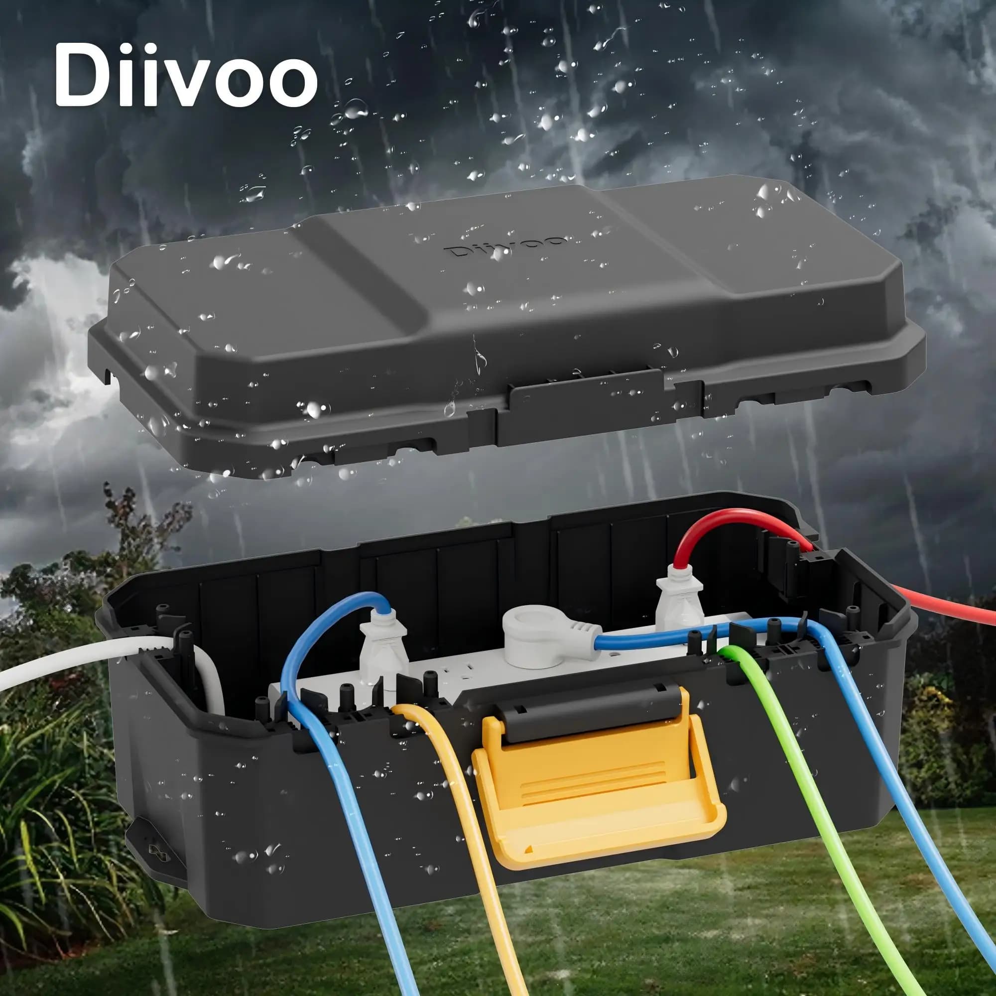 Diivoo Waterproof Electric Box External Cable Connection Extended timer Extension cables Garden Meadow for holidays