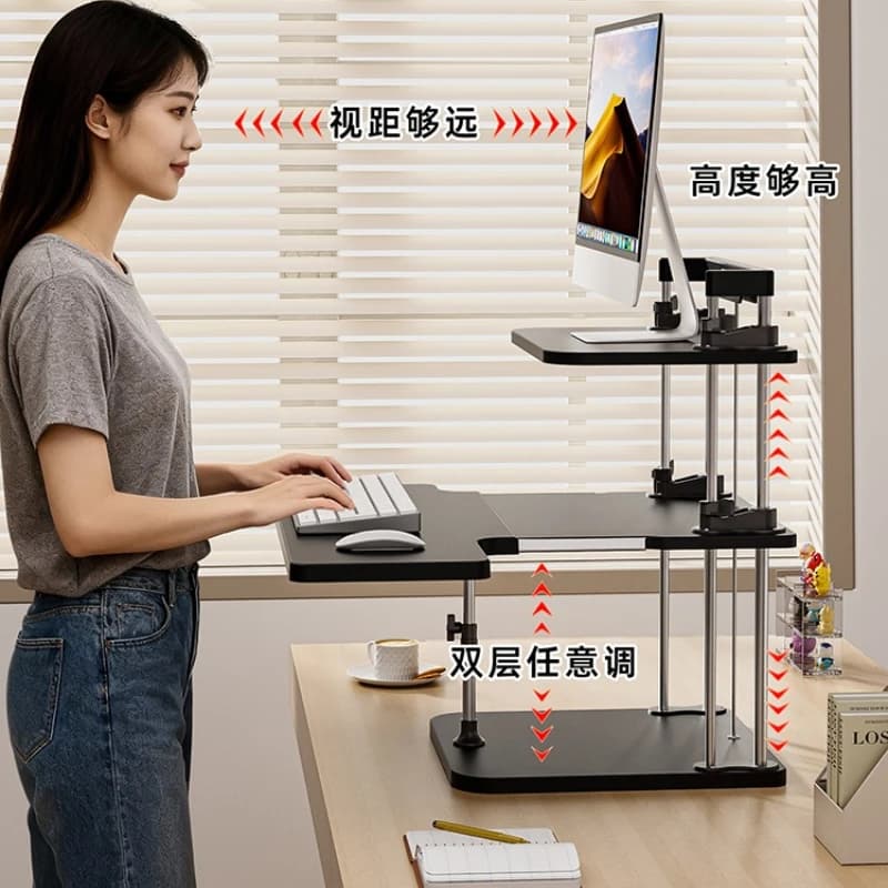 Supporto per Computer da Scrivania Regolabile in Altezza, Postazione di Lavoro per Notebook e Monitor
