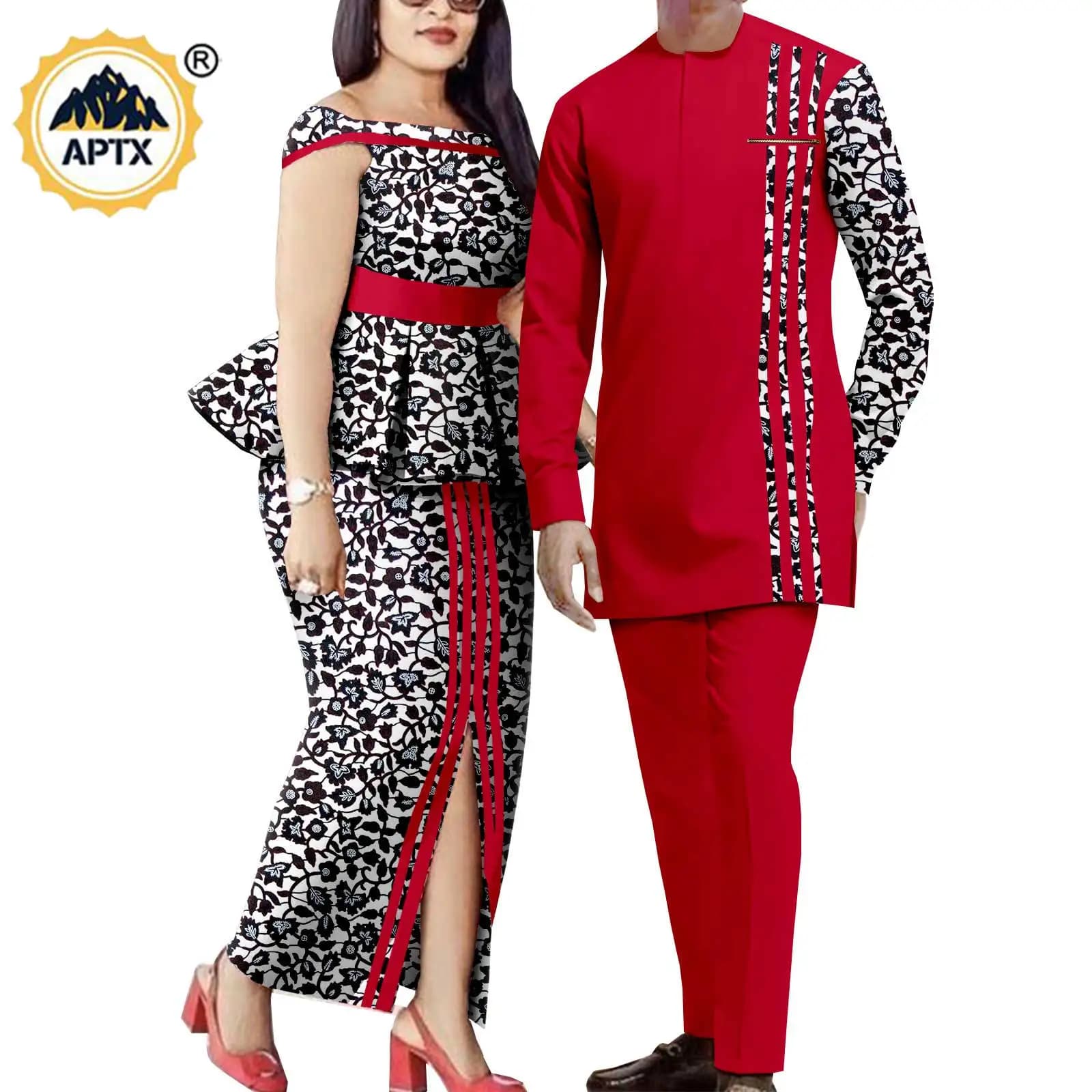 Abbinamento coppia abiti uomo camicie e pantaloni set Dashiki abiti africani per le donne Top e gonne divise per il matrimonio Y23C006