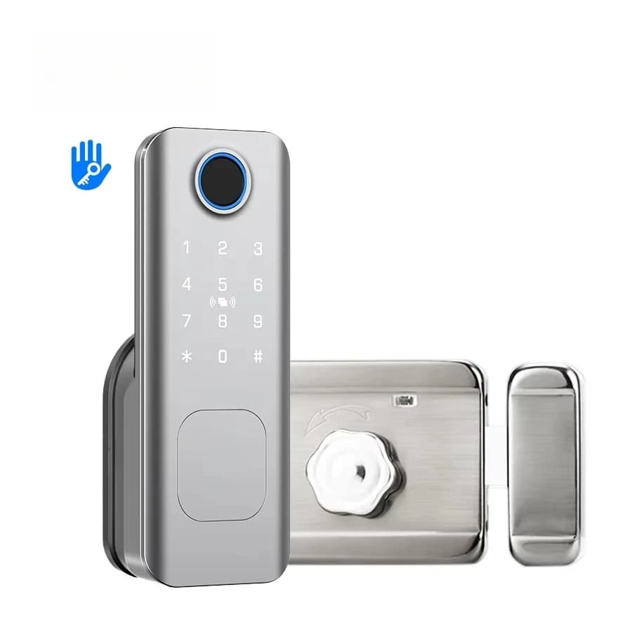 Sicurezza esterna Intelligente Digitale Doppio Impronte Digitali e Password Digitale Rfid Blocco Scheda App Smart Rim Door Lock