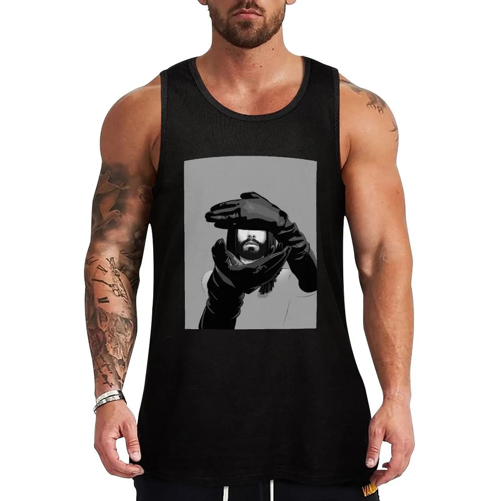 Con guanti 1 Tank Top da palestra per allenamento, ad asciugatura rapida, atletico, senza maniche