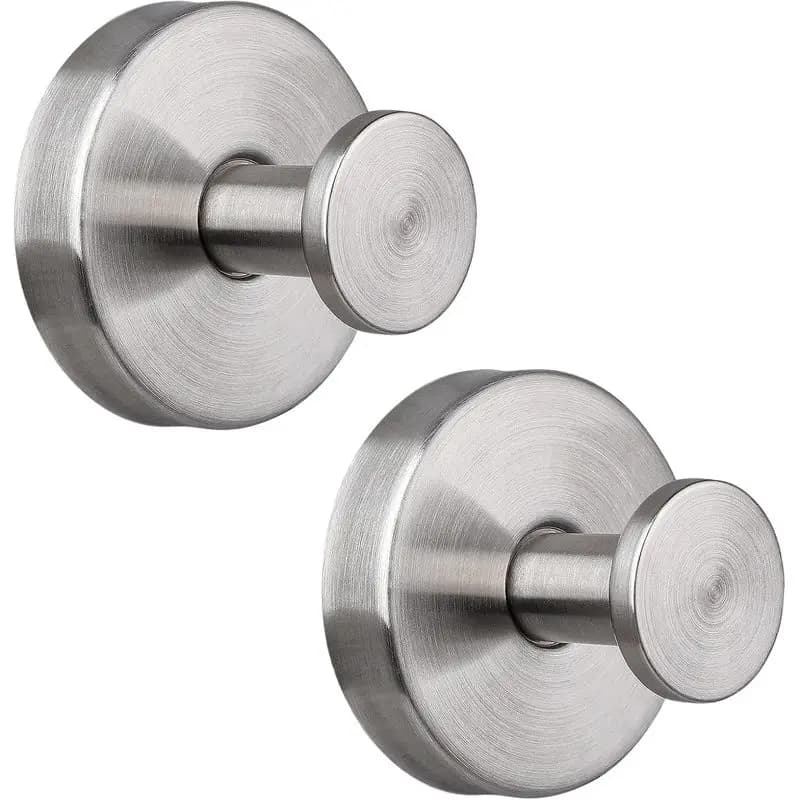 Suction Cup Hooks for Shower, Suction Hooks for Hanging Towel Coat Loofah Robe up to 15 lbs, 2 Pack (Brushed Nickel) HJ