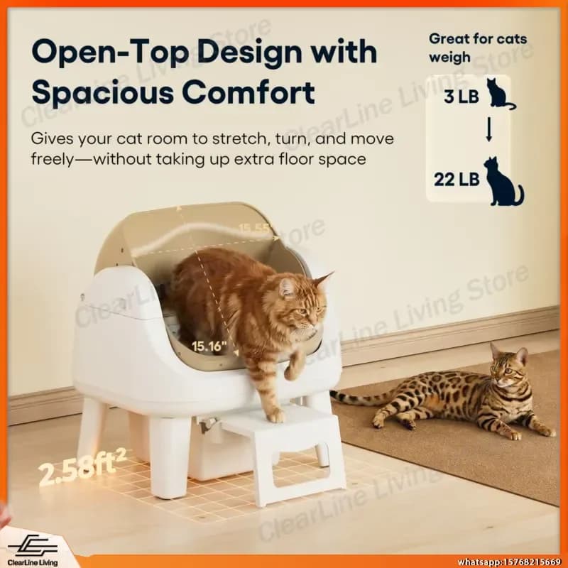 AutoScooper 12 Lite Lettiera Automatica Intelligente per Gatti con Funzione di Autopulizia, Design Rotondo Aperto per Gatti da Interno, 12kg