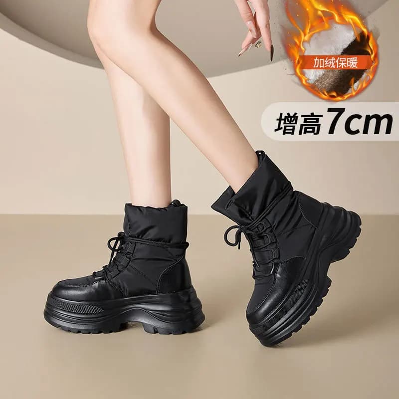 Black White Ankle Boots Women Punk Motorcycle Riding Booties Shoes Fall Warm Fur Winter Boots Short Female Comfy
