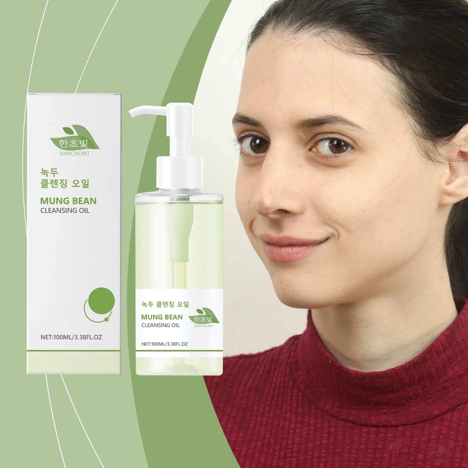 Olio detergente ai fagioli mung: Olio detergente delicato per sciogliere il trucco di viso, occhi e labbra – Non unto e rinfrescante
