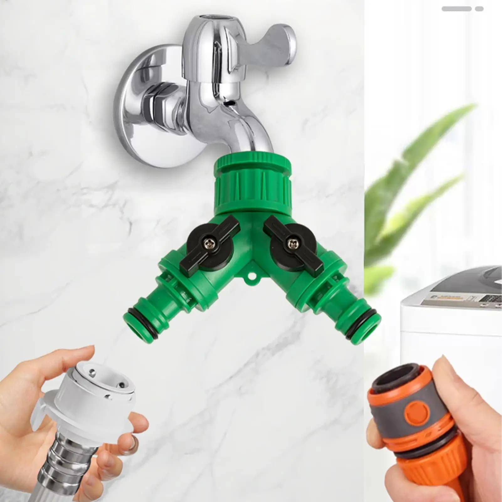 Connettori per tubi dell'acqua da giardino Adattatore per tubi Valvola divisoria per tubi a forma di Y Valvola in plastica a tre vie con interruttori per piantare fiori
