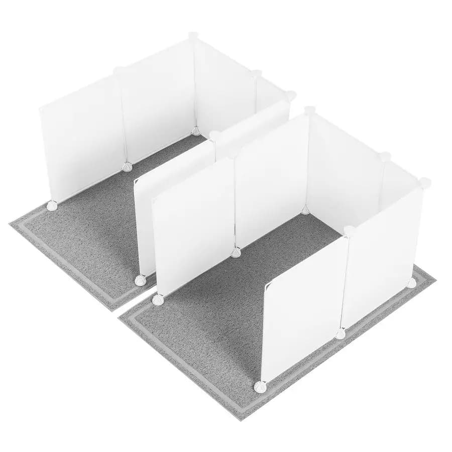 Set di 2 Lettiere Extra Large per Gatti con Protezione Antispruzzo 2720 e Tappetino Facile da Pulire Bianco