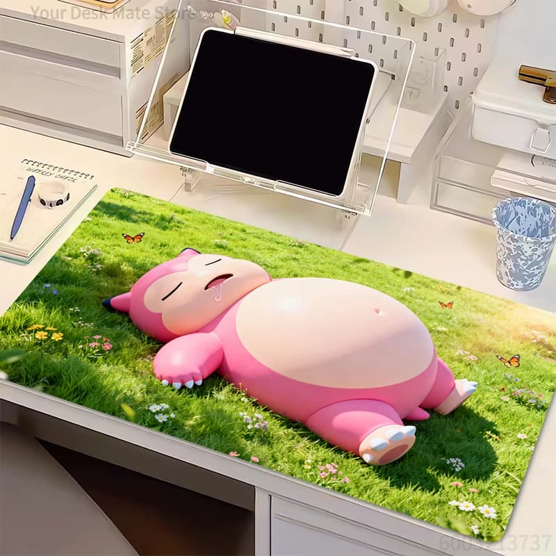 Tappetino per mouse da gioco con stampa HD P-Pokemon Anime PC Computer Gamer Tappetino per mouse con bordo bloccabile per CS GO Office Laptop Kawaii Mousepad