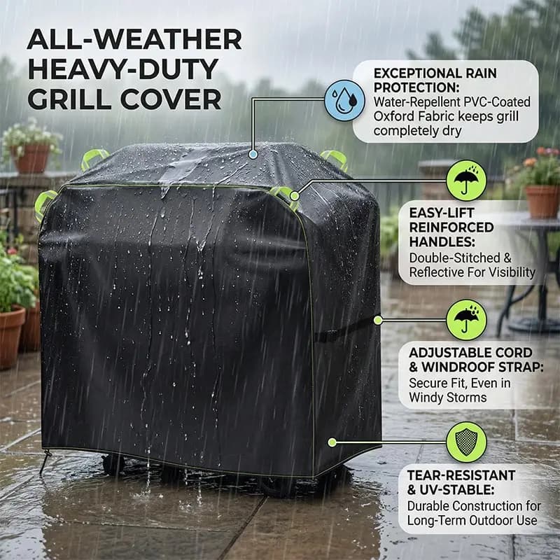 Copertura per barbecue da esterno 420D, per griglie a carbone e a gas, impermeabile, antistrappo, resistente alle intemperie, anti-UV, protezione per barbecue