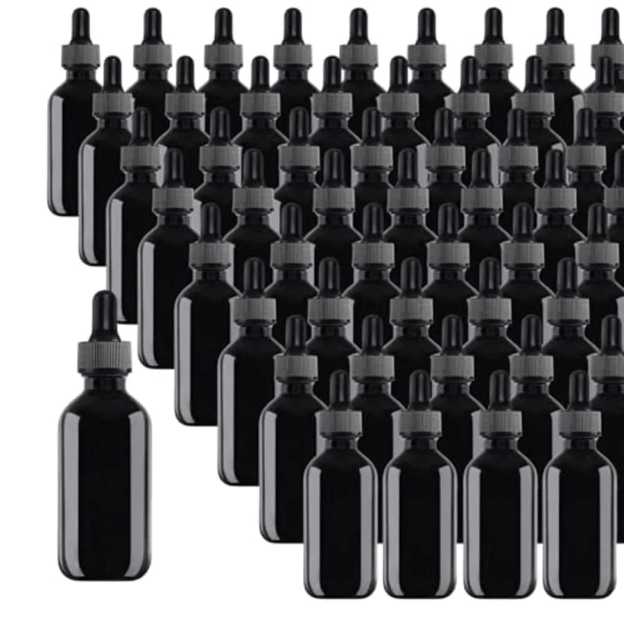 Confezione da 48 flaconi contagocce in vetro da 1 oz, flaconi contagocce neri con contagocce in vetro per oli essenziali, profumi, 30 ml, neri