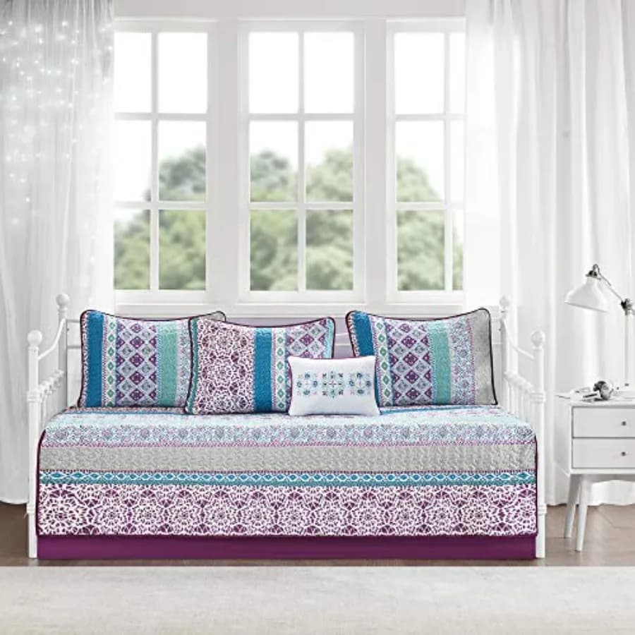 Joni Cozy Cover Set - Casual Boho Pieced Design Modern All Season Bedding Set with Bedskirt Matching Shams Decorative Pillow 39