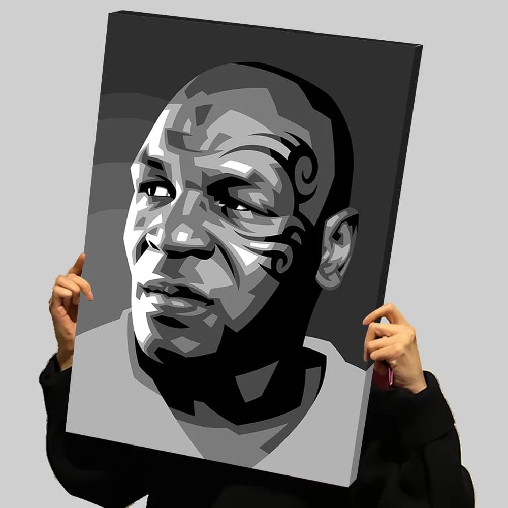 Mike Tyson Portrait - Black and White Boxer Prints Poster Custom Canvas Painting Wall Art Decoration Living Room Home Decor Arts