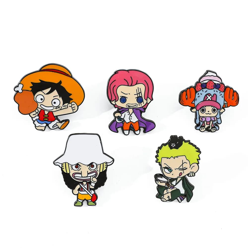5 Pezzi Spilla Creativa Anime, Distintivo in Metallo di Monkey D. Luffy, Gioielli, Accessori per Abbigliamento e Zaini, Regalo per Amici