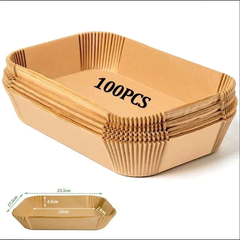 50/100 Pieces Oven paper Disposable for Air Fryer, Rectangular Steering Wheel Mat for Kitchen, Microwave and Barbecue