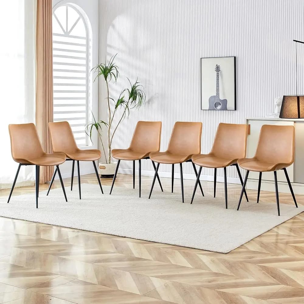Dining Chairs, Modern PU Leather Dining Room Chair with Sturdy Metal Legs, Upholstered Seat Dinner Chairs Accent Side Chairs for