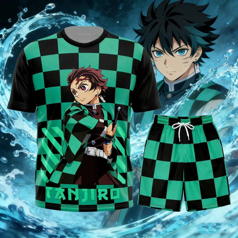 Tanjiro Kamado Demon Slayer Allover Print Anime Kids Tshirt Athleisure Women t-shirt Summer Quick-dry Soft Lightweight Comfy Set