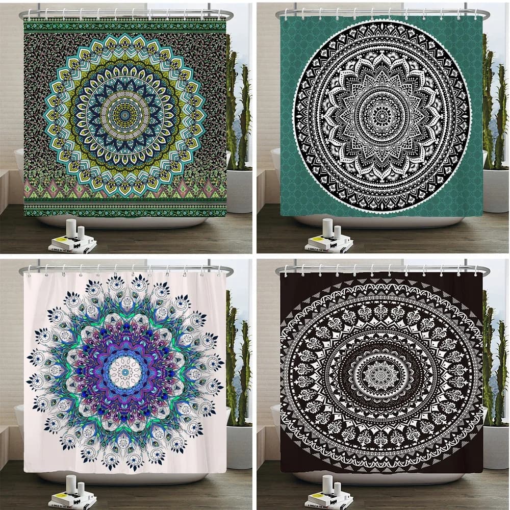 Boho Mandala Printed Shower Curtain Mildew Washable Curtain With Hook Bathroom Decorative Curtain 3D Shower curtains 240*180cm