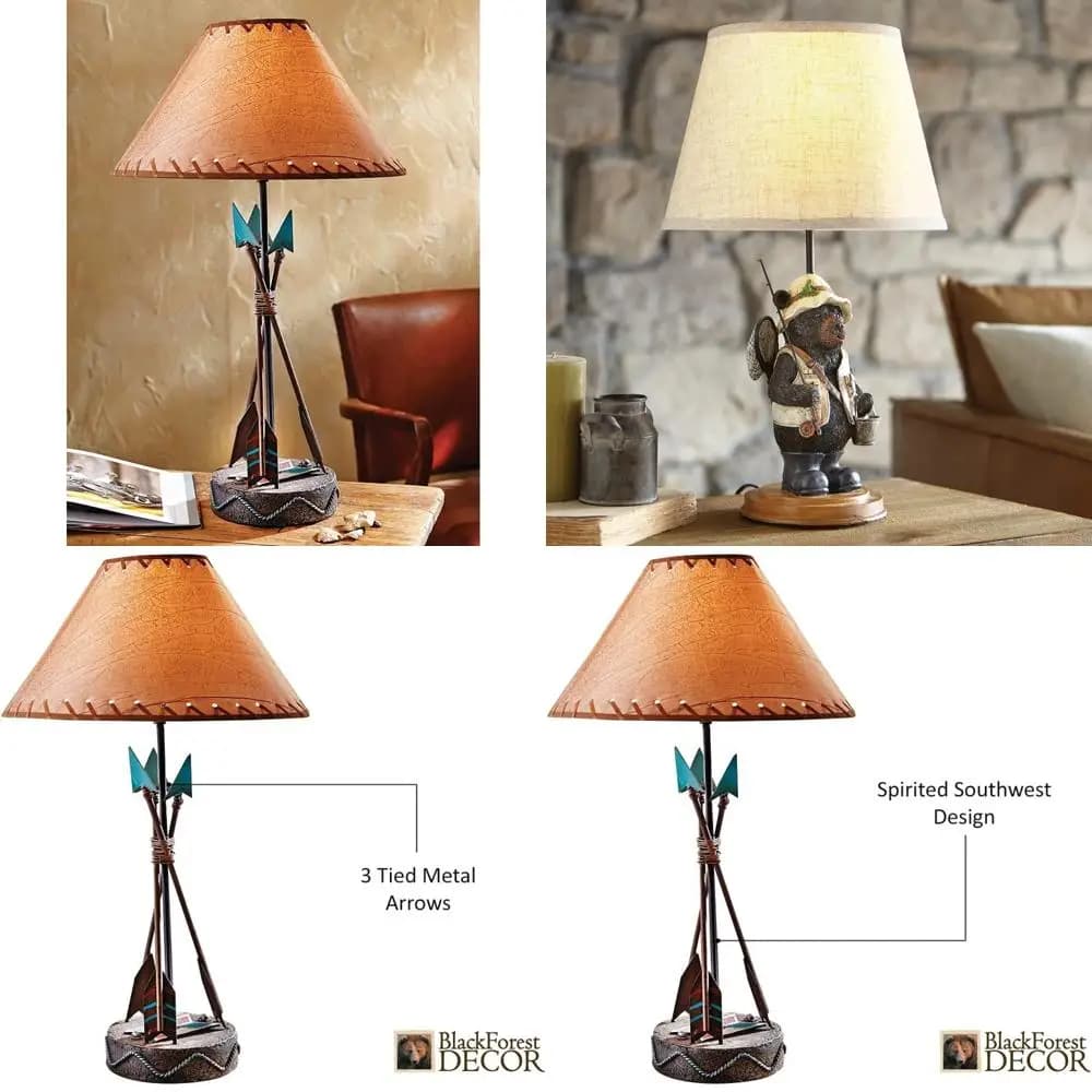 Lampada da tavolo rustica con freccia sud-ovest - 26 lampade da scrivania con accenti turchesi, stile sud-occidentale