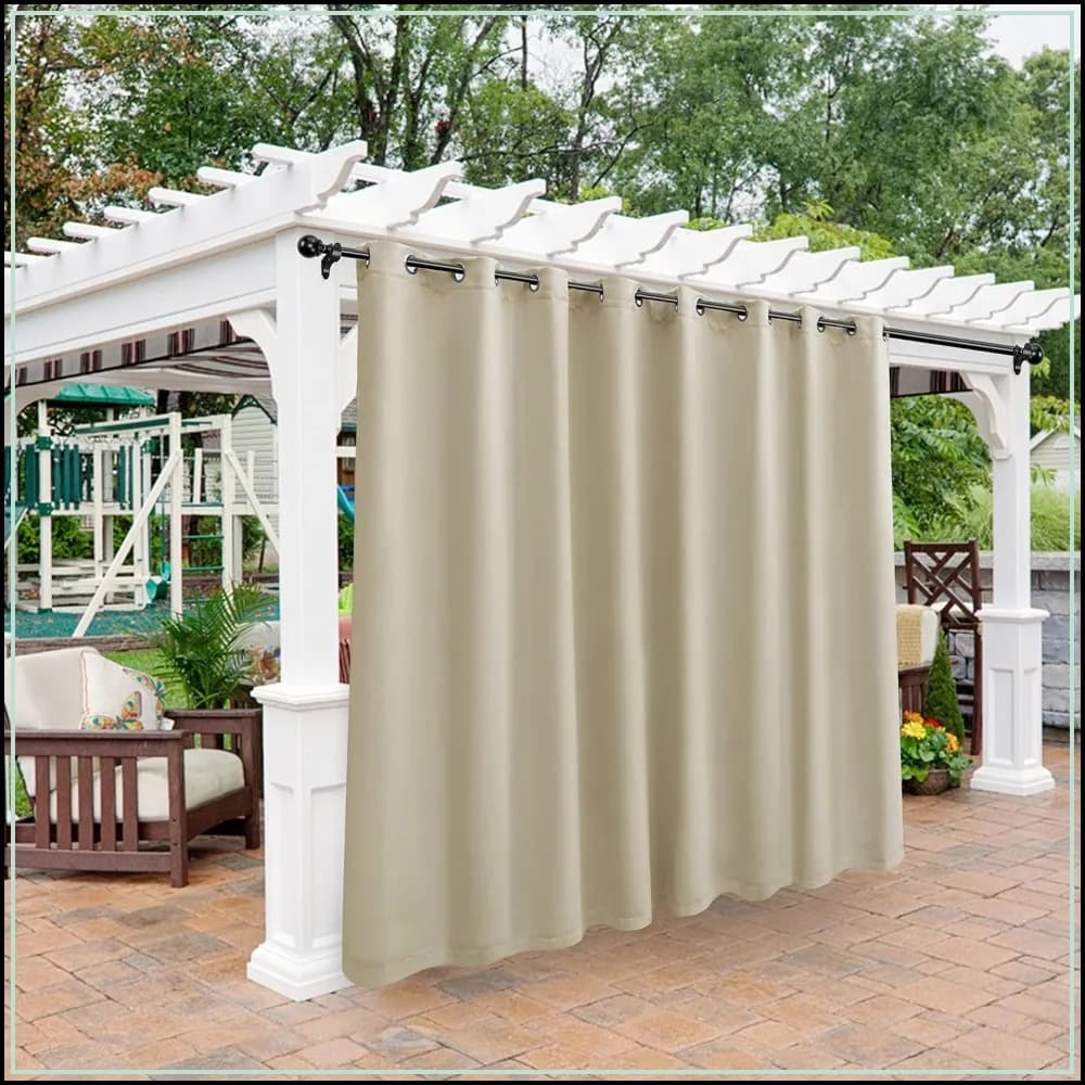 Waterproof Outdoor Curtains for Patio Gazebo Pergola - Thermal Insulated Sunlight Blocking Grommet Blackout Curtains, 1 Panel, 120W x 108L inch